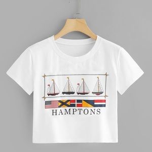 White Graphic crop top